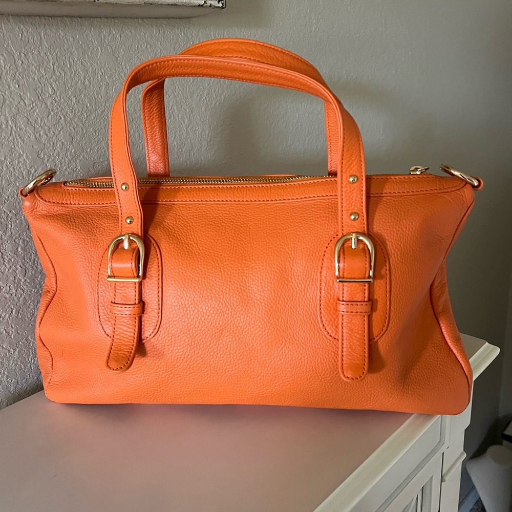 Onna Ehrlich Orange Leather Satchel with Gold Hardware Flawless Like brand new - Picture 5 of 9